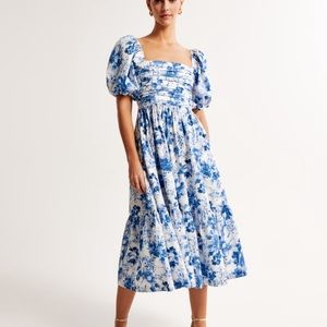 Blue floral midi dress sz small